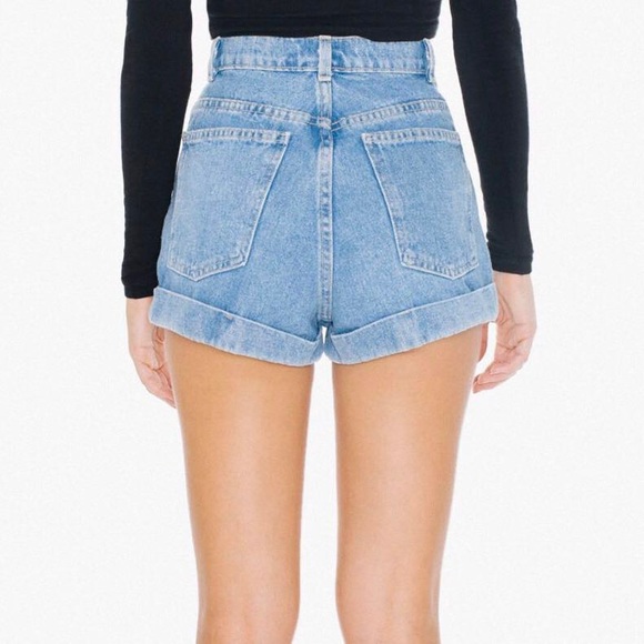 American Apparel High Rise Cuffed Denim Shorts - Picture 3 of 12